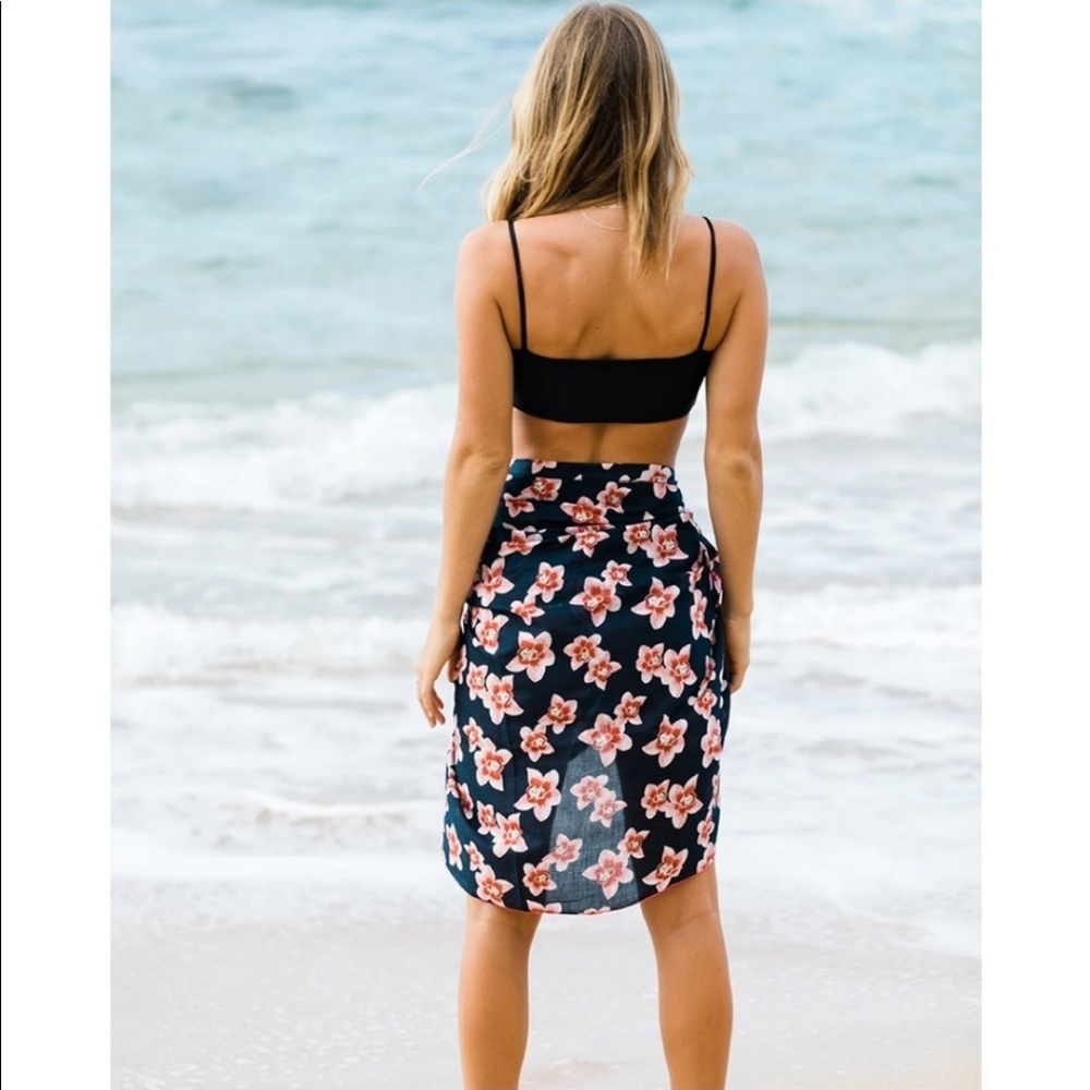 New acacia swimwear isle kuau pareo sarong orchid print nwt tropical floral - Picture 3 of 11